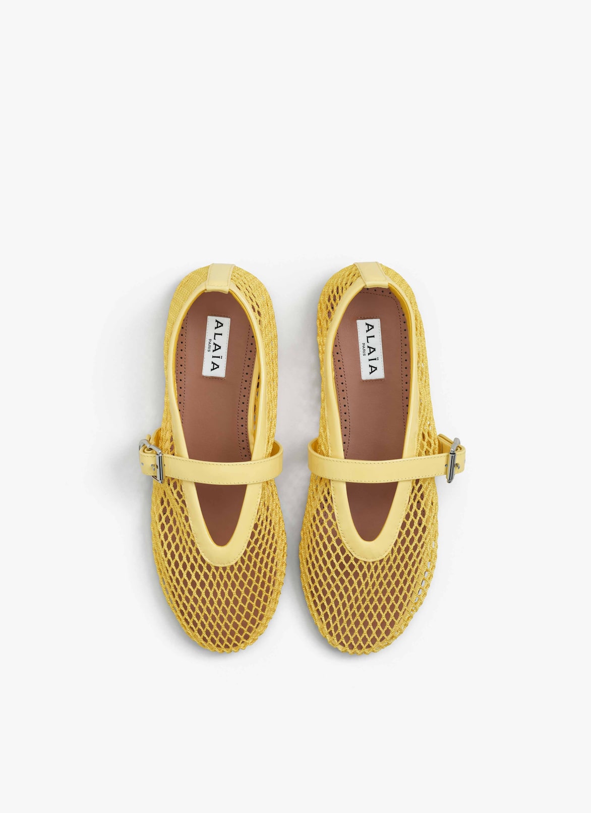 BALLET FLATS IN FISHNET ALAÏA LEMON YELLOW BALLET FLATS IN FISHNET